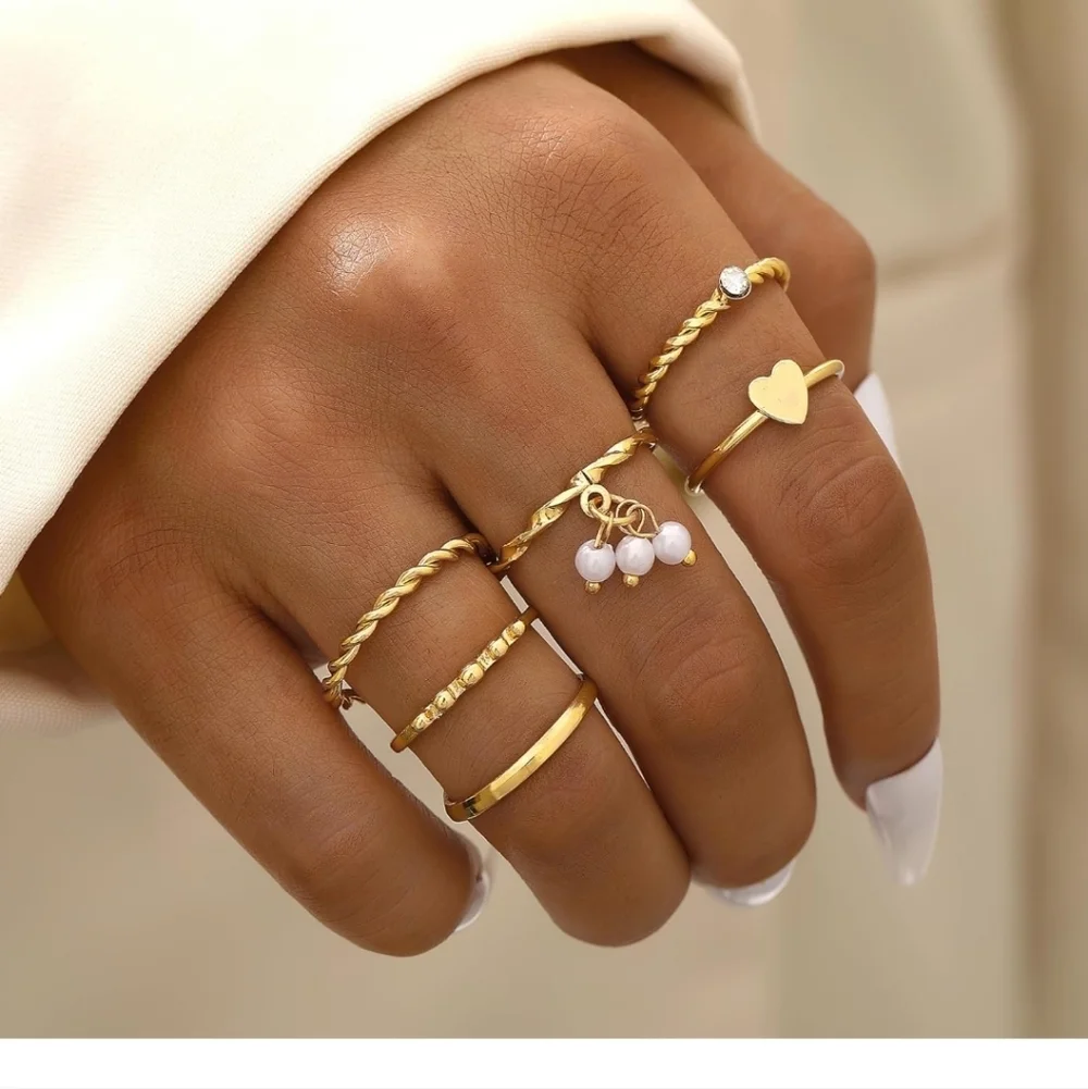Gold Stackable Midi and Knuckle Ring Set - Women Jewelry 21 Pc